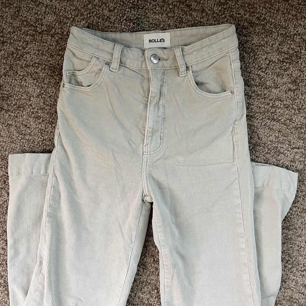 Rolla’s Eastcoast Flare Cord Corduroy Pants White Silver